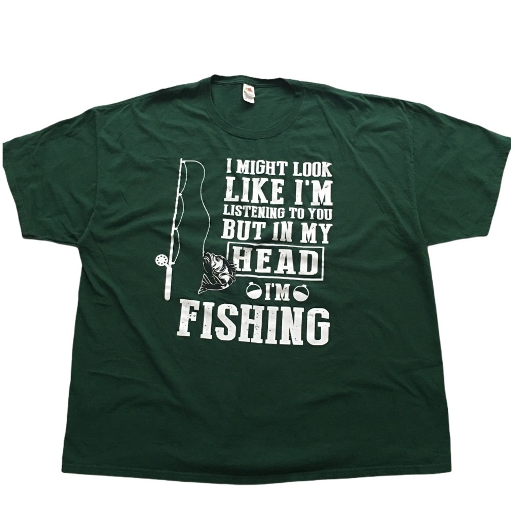 Fruit of the loom 3 xl green fishing t shirt